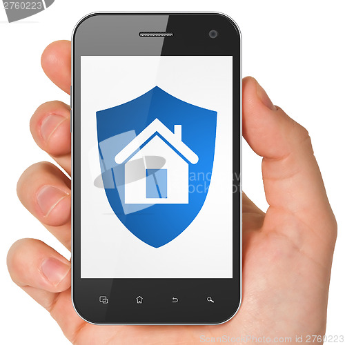 Image of Privacy concept: Shield on smartphone