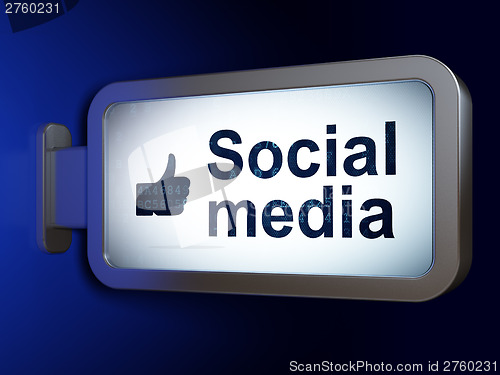 Image of Social network concept: Social Media and Like on billboard backg