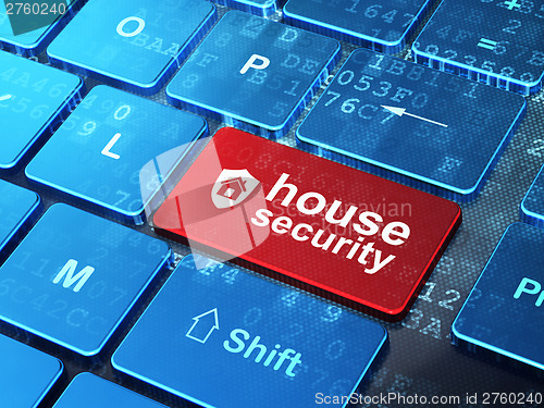 Image of Security concept: Shield and House Security on computer keyboard