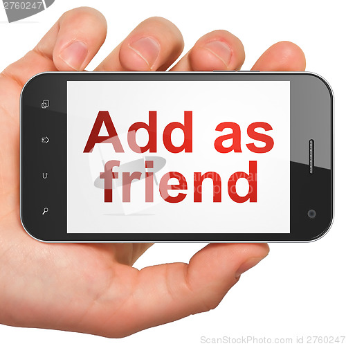 Image of Social media concept: Add as Friend on smartphone