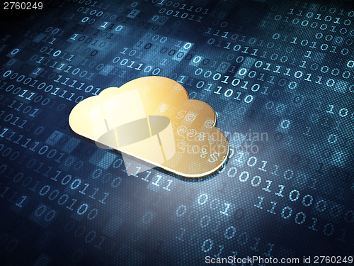 Image of Computing concept: Golden Cloud on digital background