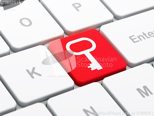 Image of Privacy concept: Key on computer keyboard background