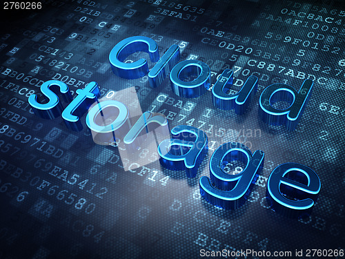 Image of Privacy concept: Blue Cloud Storage on digital background