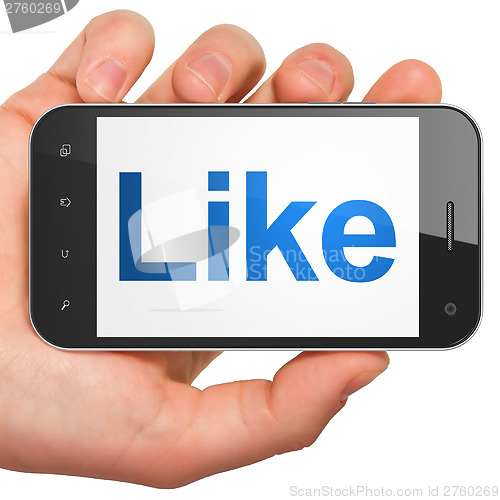 Image of Social network concept: Like on smartphone