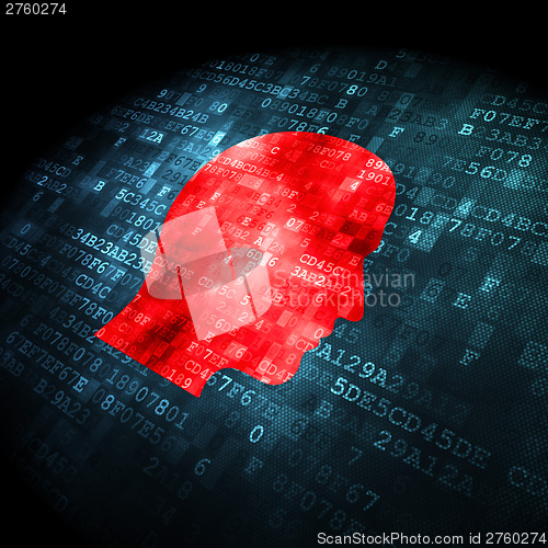 Image of Advertising concept: Head on digital background