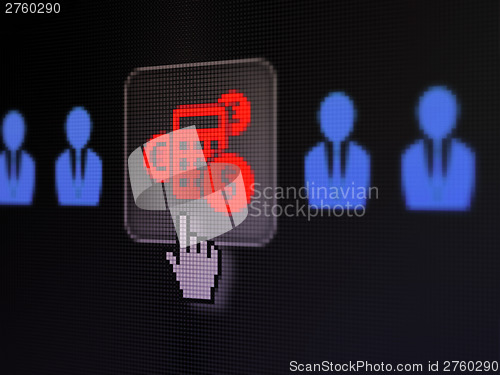 Image of Finance concept: Business Man And Calculator on digital computer