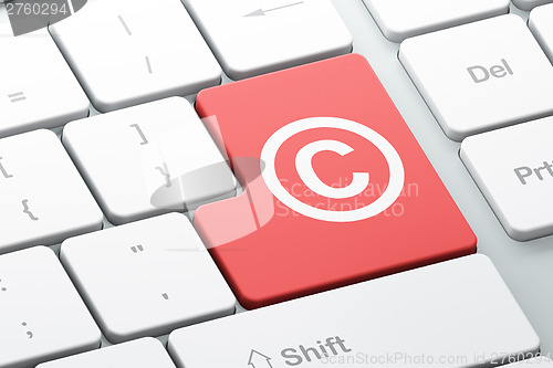 Image of Law concept: Copyright on computer keyboard background