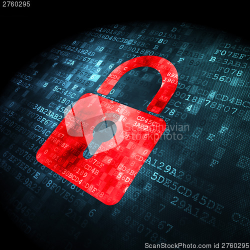 Image of Information concept: Closed Padlock on digital background