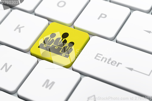 Image of Law concept: Business Team on computer keyboard background