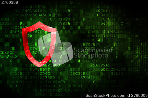 Image of Security concept: Contoured Shield on digital background