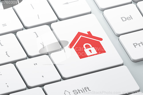 Image of Privacy concept: Home on computer keyboard background