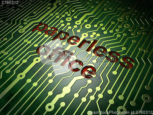 Image of Finance concept: Paperless Office on circuit board background