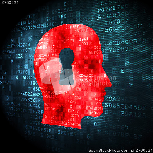 Image of Safety concept: Head Whis Keyhole on digital background