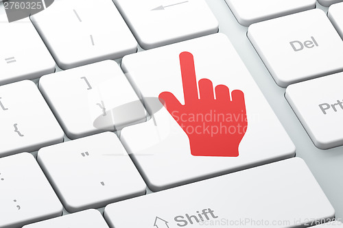 Image of Web design concept: Mouse Cursor on computer keyboard background