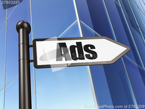 Image of Marketing concept: Ads on Building background