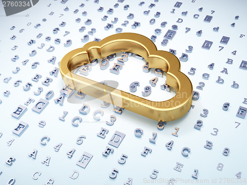 Image of Networking concept: Golden Cloud on digital