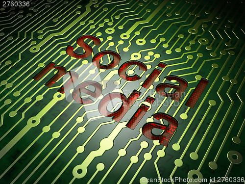 Image of Social network concept: Social Media on circuit board background