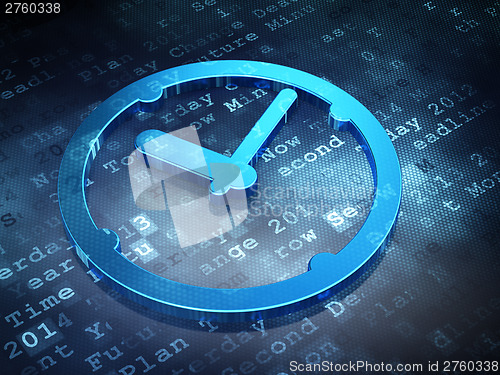 Image of Time concept: Blue Clock on digital background