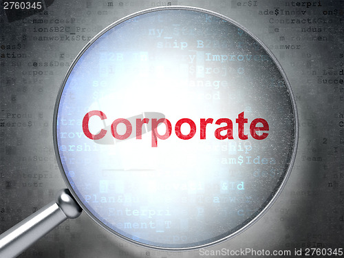 Image of Finance concept: Corporate with optical glass