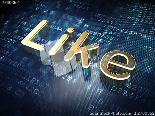Image of Social media concept: Golden Like on digital background