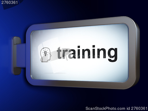 Image of Education concept: Training and Head Whis Lightbulb on billboard