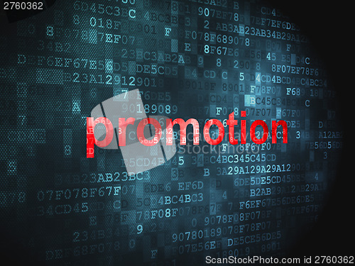 Image of Advertising concept: Promotion on digital background
