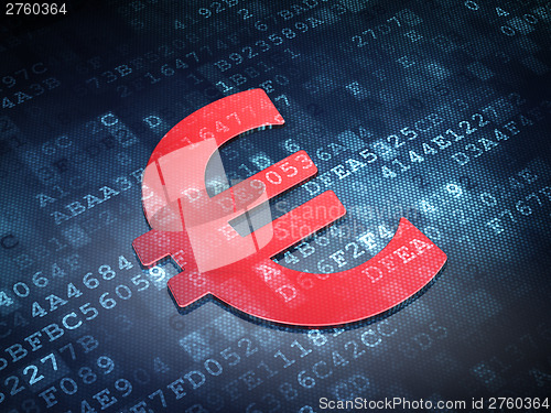 Image of Currency concept: Red Euro on digital background