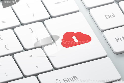 Image of Cloud computing concept: Cloud Whis Keyhole on computer keyboard