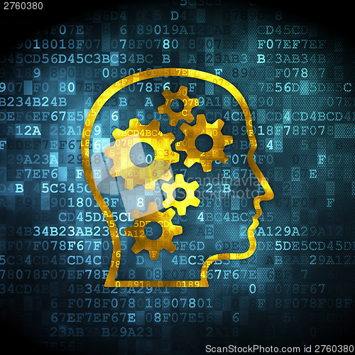 Image of Education concept: Head With Gears on digital background