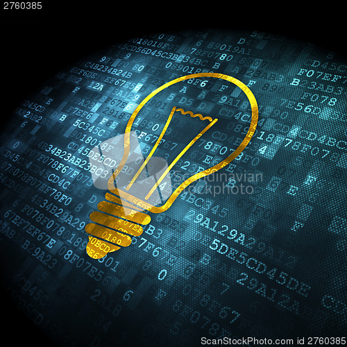Image of Business concept: Light Bulb on digital background