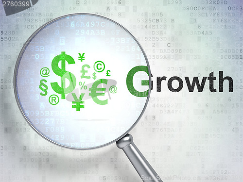 Image of Business concept: Finance Symbol and Growth with optical glass o