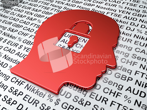 Image of Finance concept: Head Whis Padlock on Money background