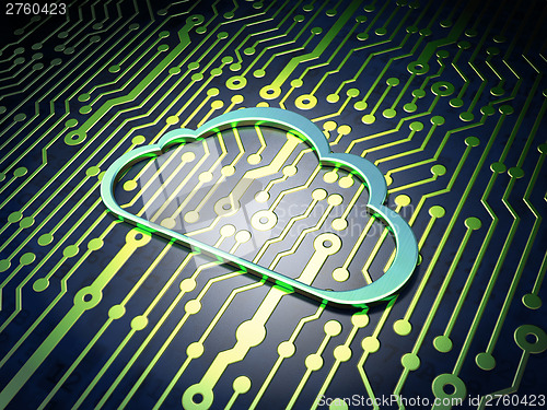 Image of Cloud technology concept: Cloud on circuit board background