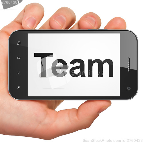 Image of Business concept: Team on smartphone