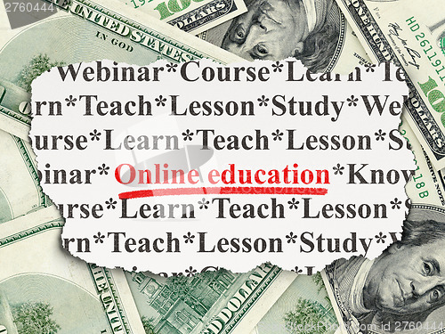 Image of Online Education on Money background