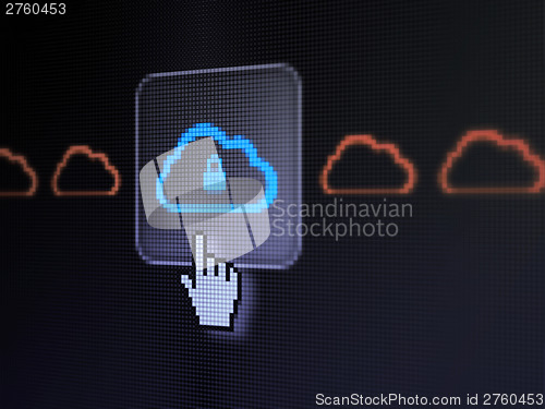 Image of Cloud computing concept: Cloud Whis Padlock on digital computer