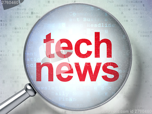 Image of News concept: Tech News with optical glass