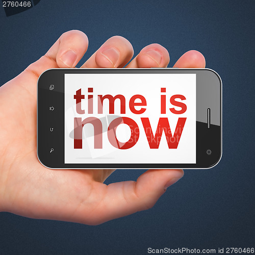 Image of Time concept: Time is Now on smartphone