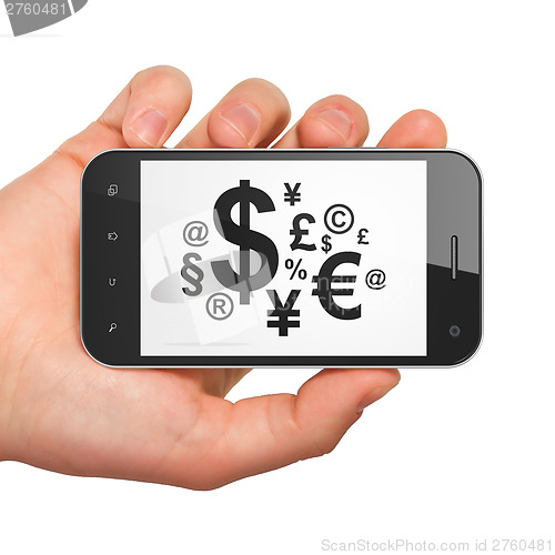 Image of Advertising concept: Finance Symbol on smartphone