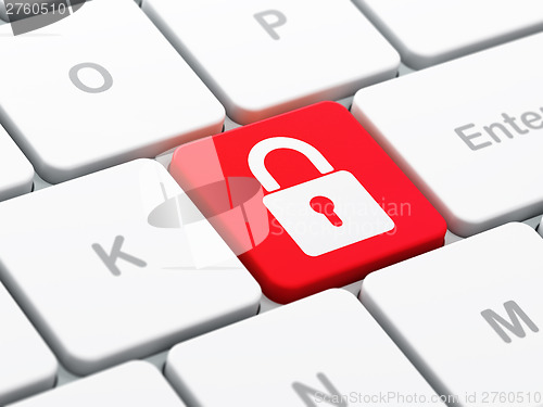 Image of Protection concept: Closed Padlock on keyboard