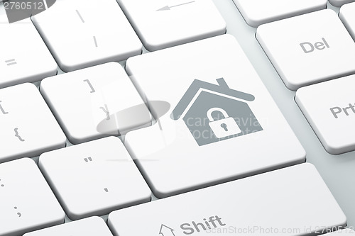 Image of Privacy concept: Home on computer keyboard background