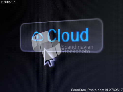 Image of Cloud technology concept: Cloud and Cloud Whis Padlock on digita