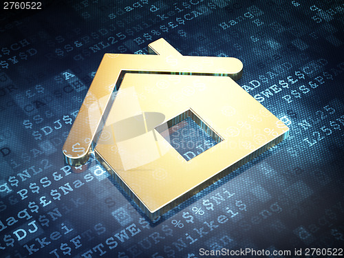 Image of Finance concept: Golden Home on digital background