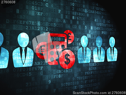 Image of Business concept: Businessman And Calculator on digital backgro