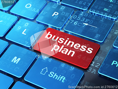Image of Business Plan on computer keyboard background
