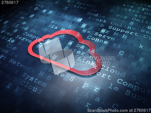 Image of Cloud technology concept: Red Cloud on digital background