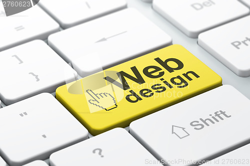Image of Web design concept: Mouse Cursor and Web Design on computer keyb