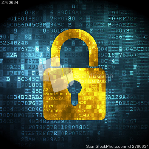 Image of Data concept: Closed Padlock on digital background