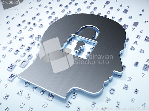 Image of Data concept: Silver Head Whis Padlock on digital background