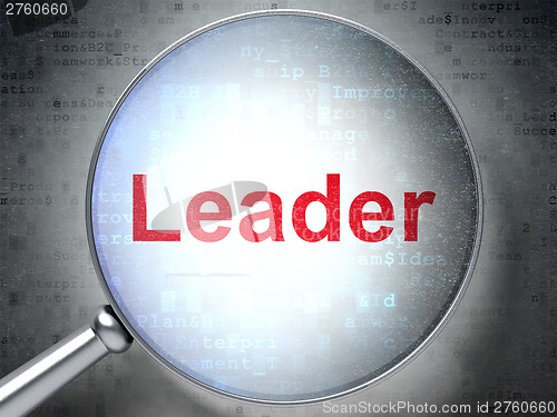 Image of Business concept: Leader with optical glass on digital backgroun